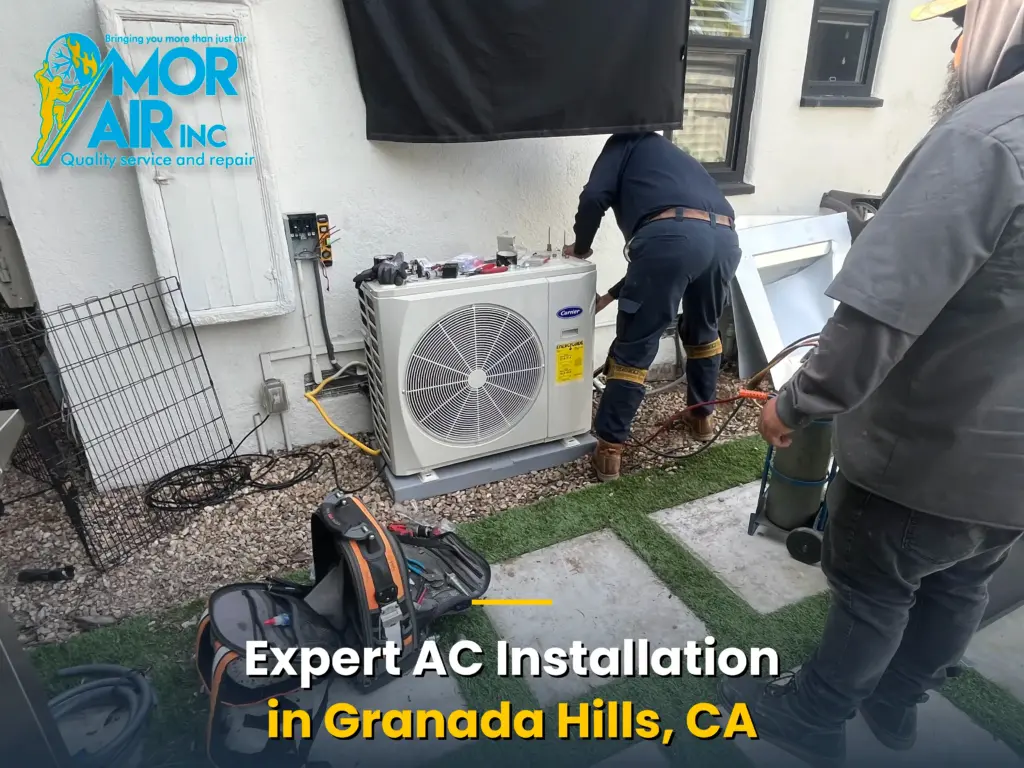 hvac technician installing an ac