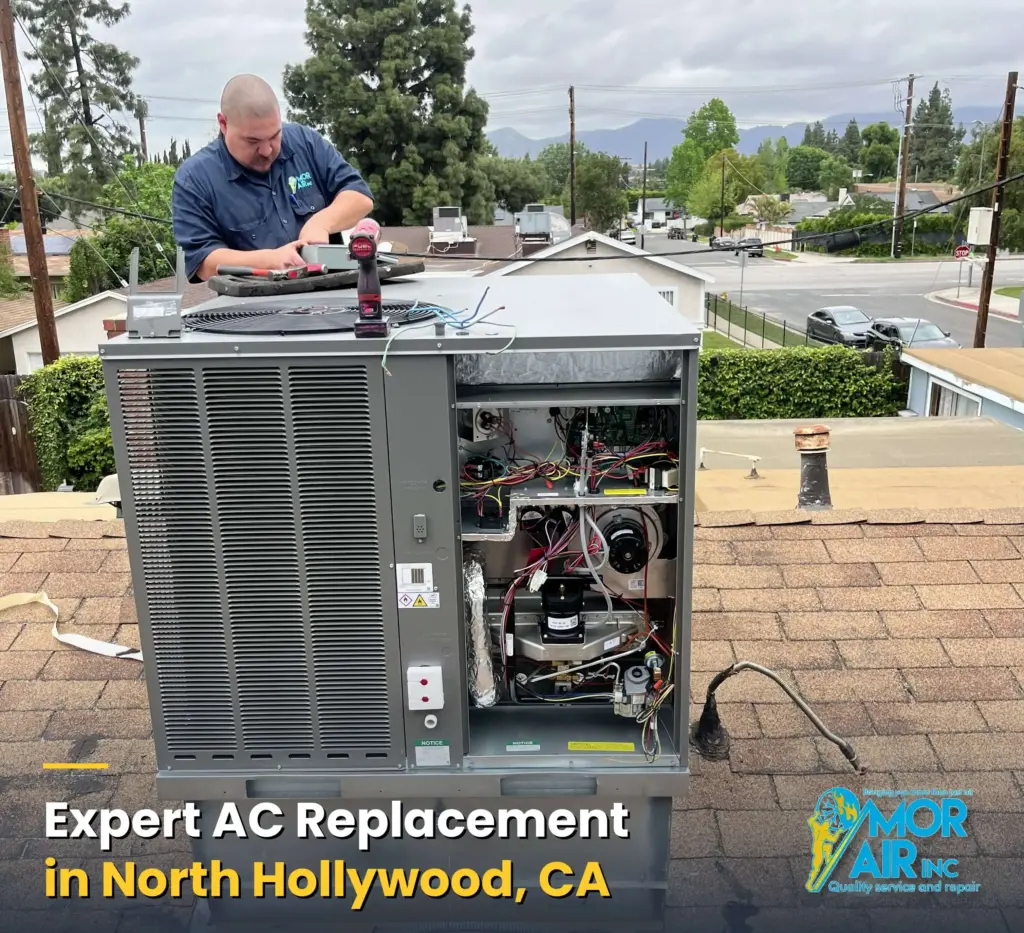 hvac technician replacing an ac