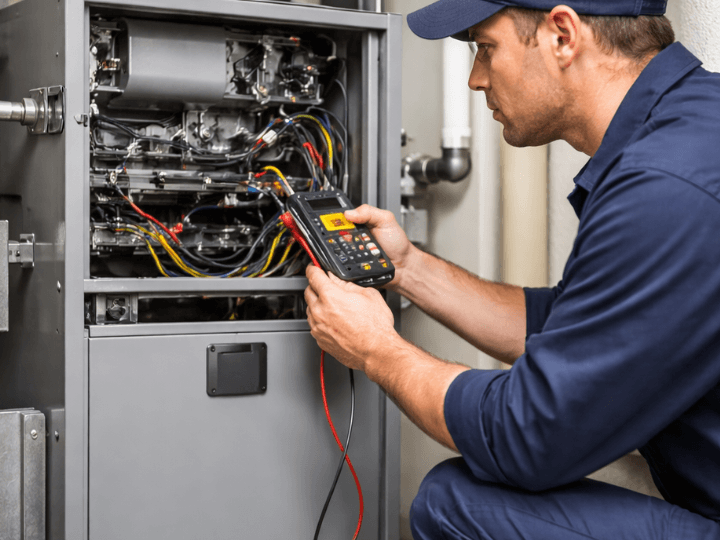 hvac tech installing a furnace
