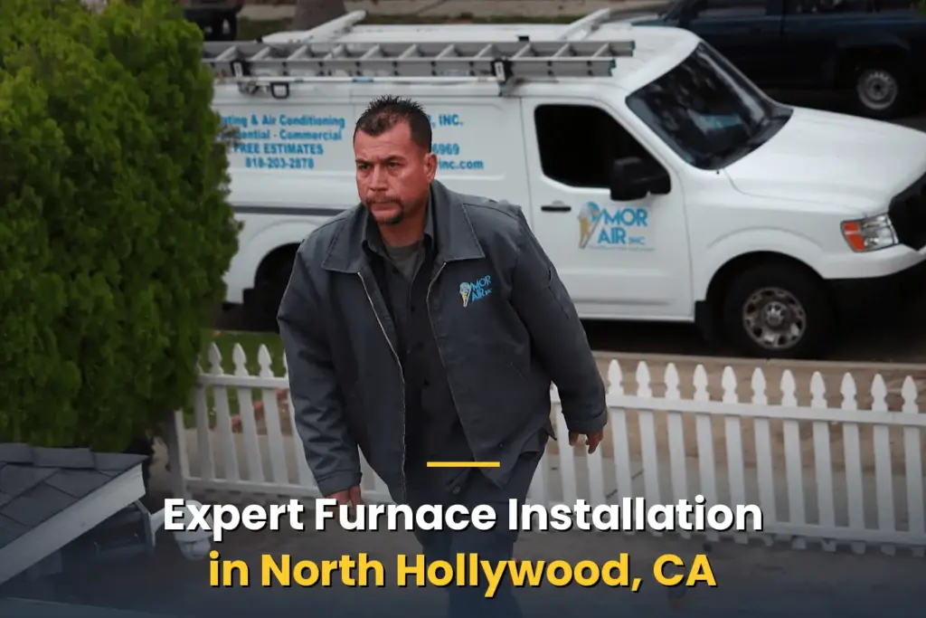 hvac technician on the way to install a furnace