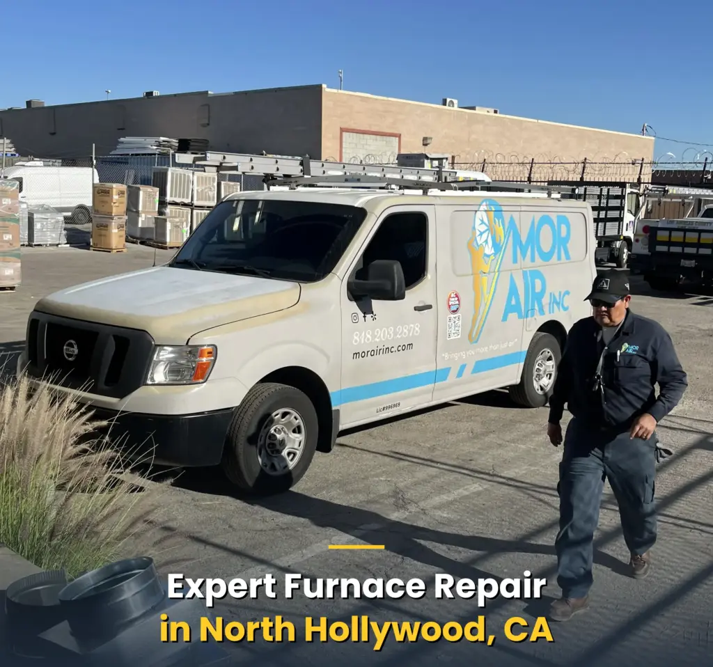 hvac technician on the way to repair a furnace